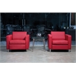 Scranton & Co Lipstick Red Faux Leather Club Armchair with Silver Legs