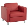 Scranton & Co Lipstick Red Faux Leather Club Armchair with Silver Legs