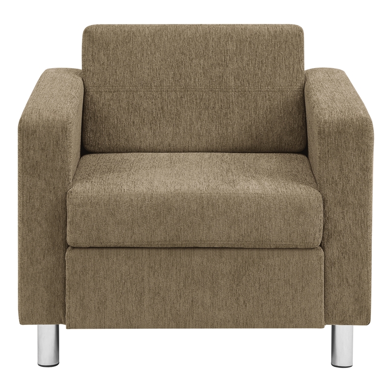 Scranton & Co Taupe Fabric Club Armchair with Chrome Finished Legs
