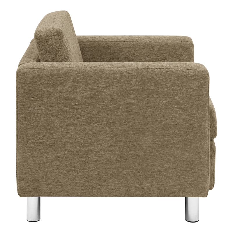 Scranton & Co Taupe Fabric Club Armchair with Chrome Finished Legs