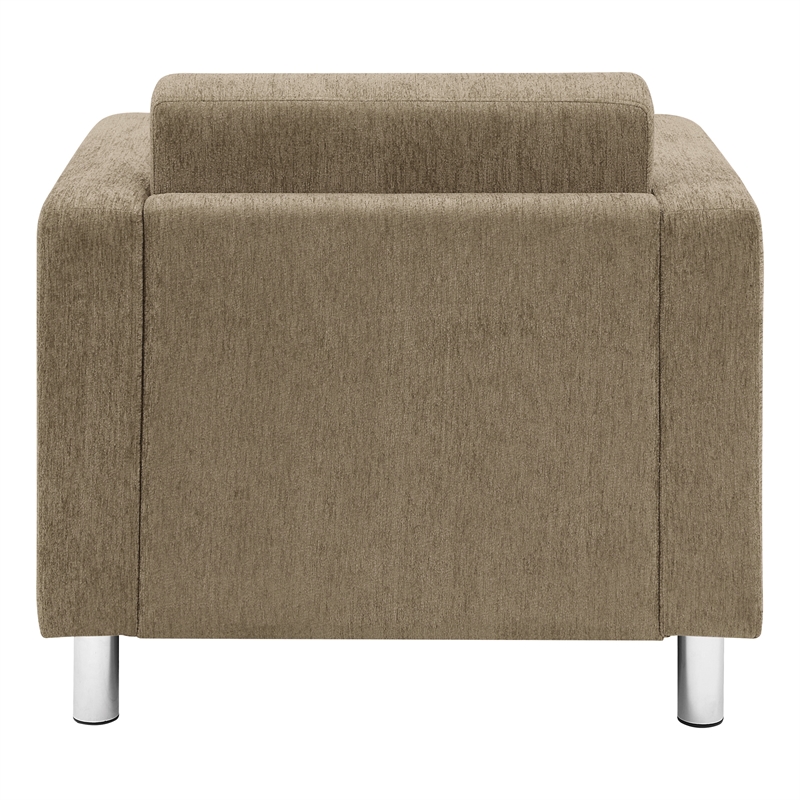 Scranton & Co Taupe Fabric Club Armchair with Chrome Finished Legs