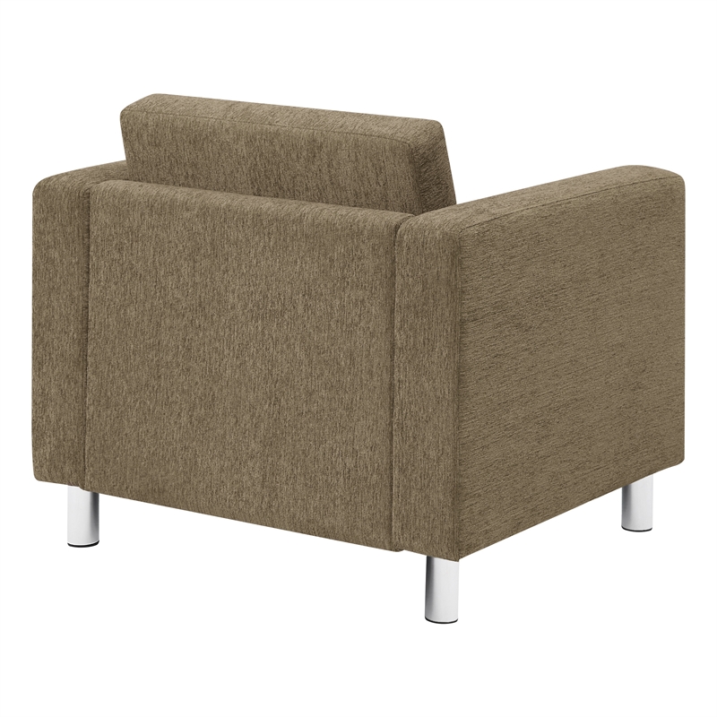Scranton & Co Taupe Fabric Club Armchair with Chrome Finished Legs