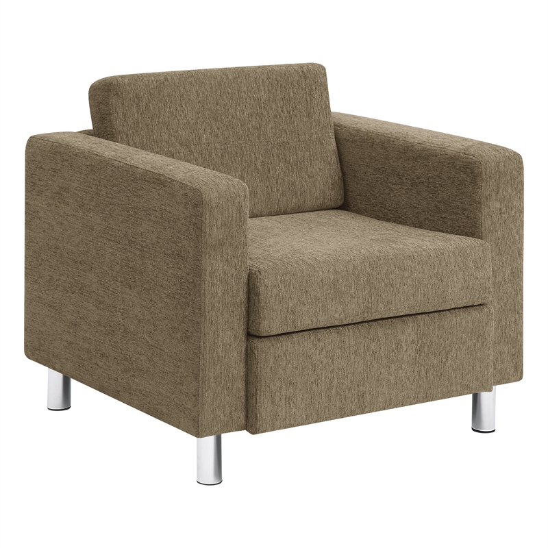Scranton & Co Taupe Fabric Club Armchair with Chrome Finished Legs