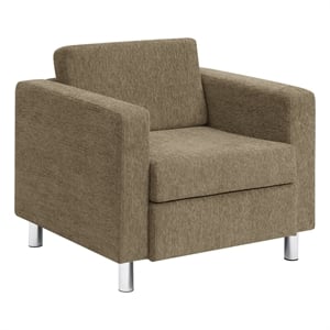 Scranton & Co Taupe Fabric Club Armchair with Chrome Finished Legs