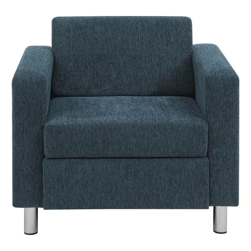 Scranton & Co Navy Fabric Club Armchair with Chrome Finished Legs