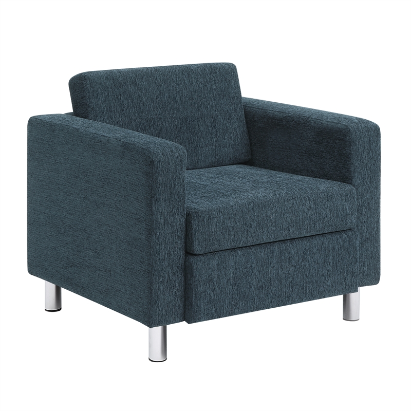 Scranton & Co Navy Fabric Club Armchair with Chrome Finished Legs