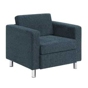 Scranton & Co Navy Fabric Club Armchair with Chrome Finished Legs