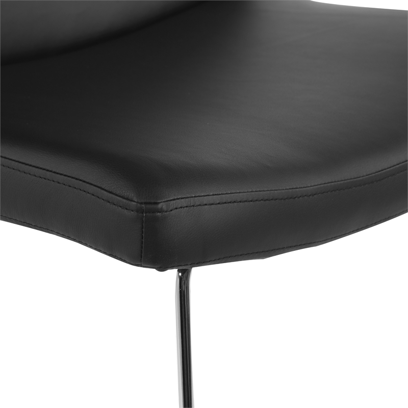Scranton & Co Black Faux Leather Lounge Chair with Chrome Sled Base