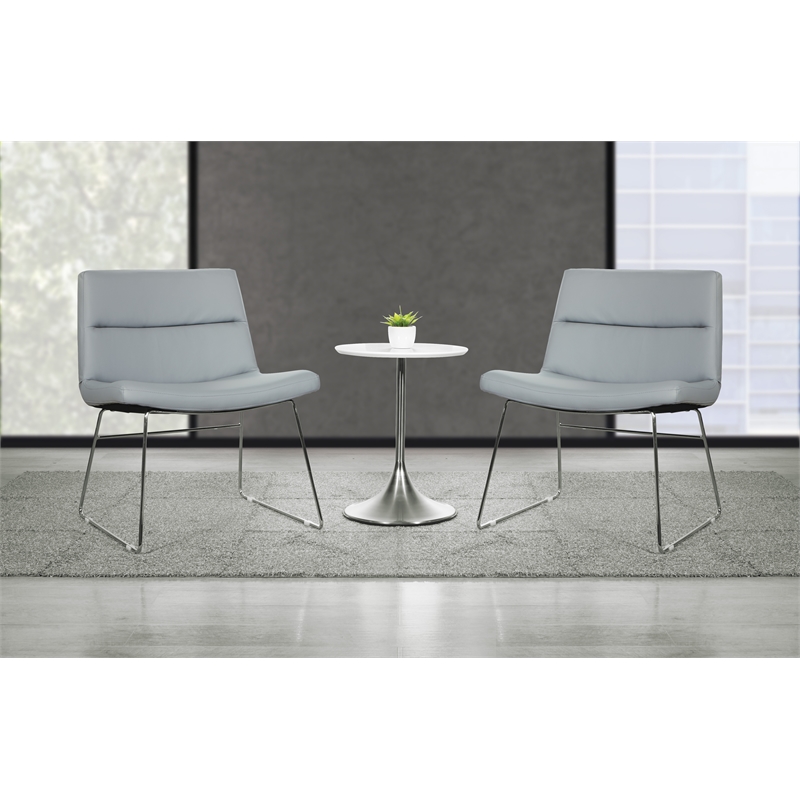 Scranton & Co Charcoal Gray Faux Leather Lounge Chair with Chrome Sled Base