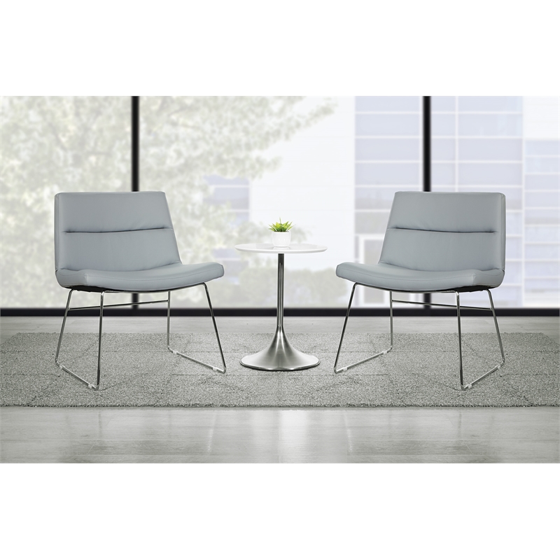 Scranton & Co Charcoal Gray Faux Leather Lounge Chair with Chrome Sled Base