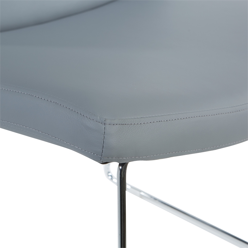 Scranton & Co Charcoal Gray Faux Leather Lounge Chair with Chrome Sled Base
