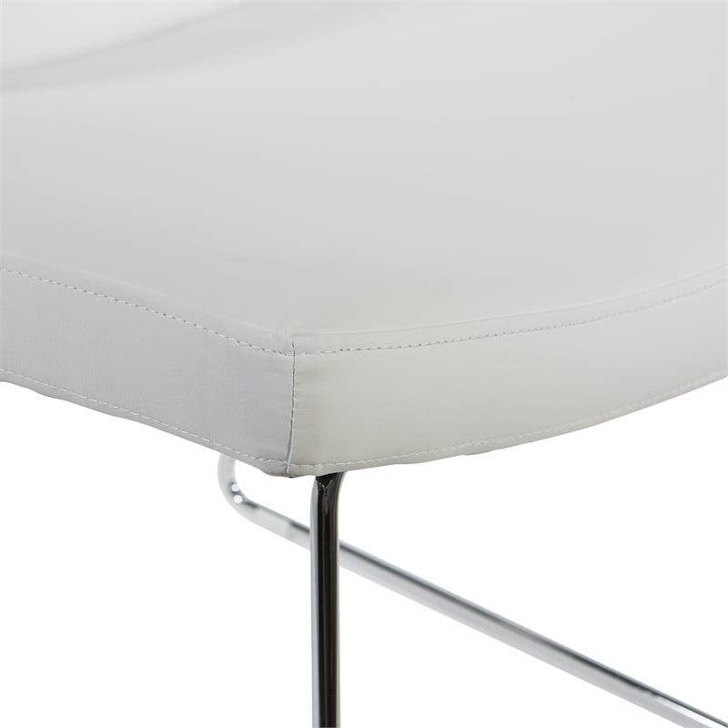Scranton & Co White Faux Leather Lounge Chair with Chrome Sled Base