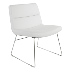 Scranton & Co White Faux Leather Lounge Chair with Chrome Sled Base