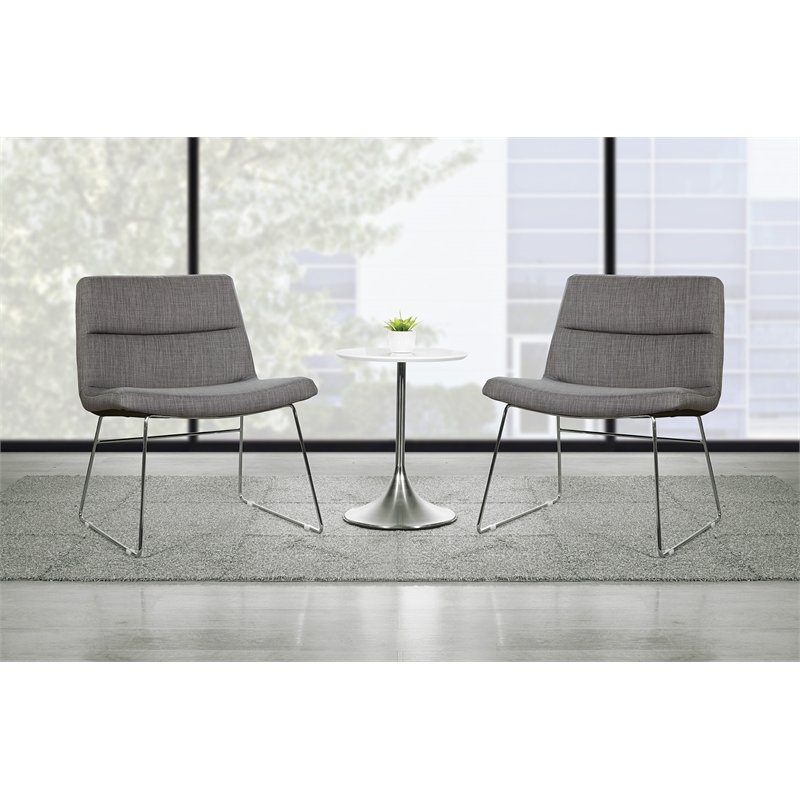 Scranton & Co Charcoal Fabric Lounge Chair with Chrome Sled Base