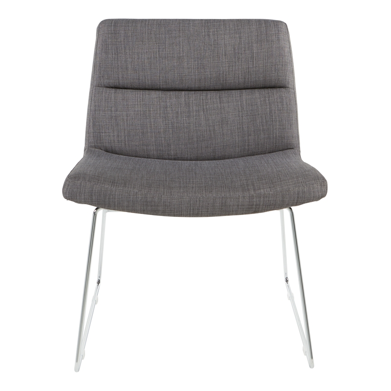 Scranton & Co Charcoal Fabric Lounge Chair with Chrome Sled Base