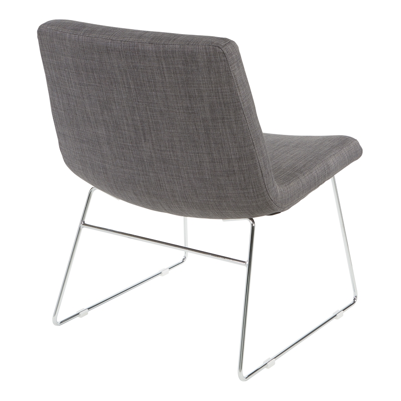 Scranton & Co Charcoal Fabric Lounge Chair with Chrome Sled Base