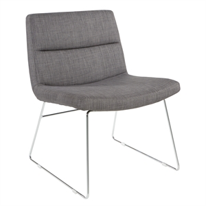 Scranton & Co Charcoal Fabric Lounge Chair with Chrome Sled Base