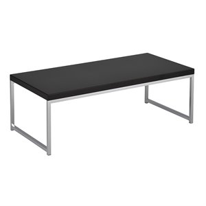 Scranton & Co Black Wood Veneer Coffee Table with Chrome Steel Base