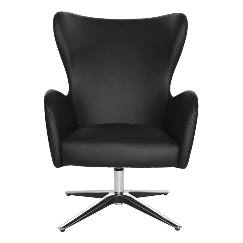 Scranton & Co Black Faux Leather Swivel Armchair with Aluminum Base