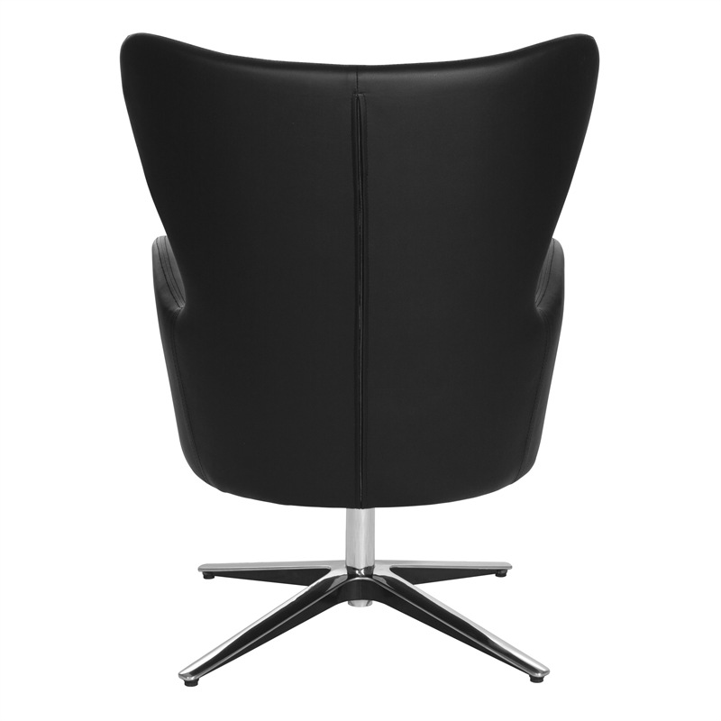 Scranton & Co Black Faux Leather Swivel Armchair with Aluminum Base