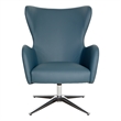 Scranton & Co Blue Faux Leather Swivel Armchair with Aluminum Base