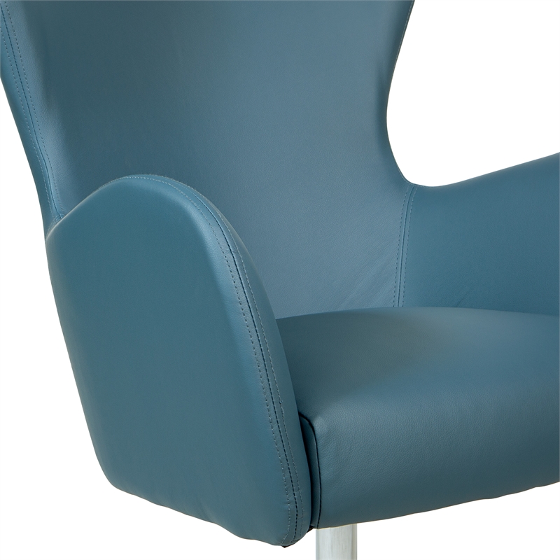 Scranton & Co Blue Faux Leather Swivel Armchair with Aluminum Base