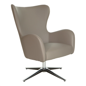 Scranton & Co Stratus Gray Faux Leather Swivel Armchair with Aluminum Base