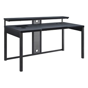 Scranton & Co 63-Inch Gaming Desk in Black with RGB LED Lights and USB Hub