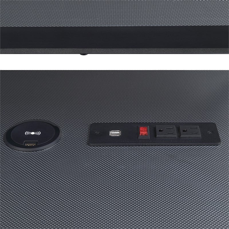 Scranton & Co 63-Inch Gaming Desk in Black with RGB LED Lights and USB Hub
