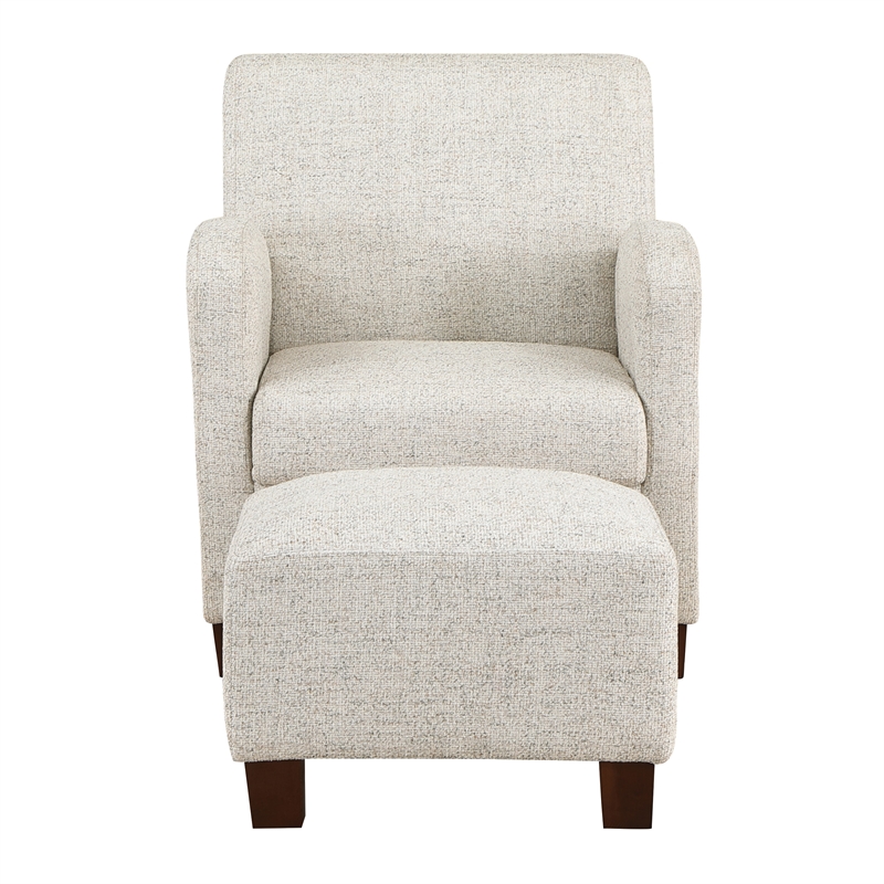 Scranton & Co Club Chair & Ottoman Set in Quartz Off White Fabric