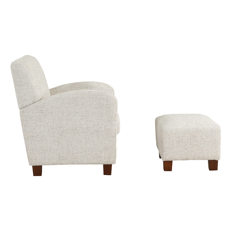 Scranton & Co Club Chair & Ottoman Set in Quartz Off White Fabric