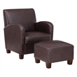 Scranton & Co Brown Faux Leather Club Chair & Ottoman Set with Espresso Legs
