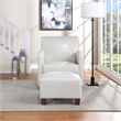 Scranton & Co Cream Faux Leather Club Chair & Ottoman Set with Espresso Legs