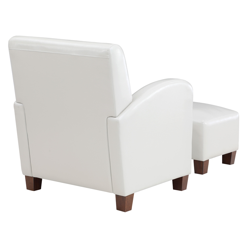Scranton & Co Cream Faux Leather Club Chair & Ottoman Set with Espresso Legs