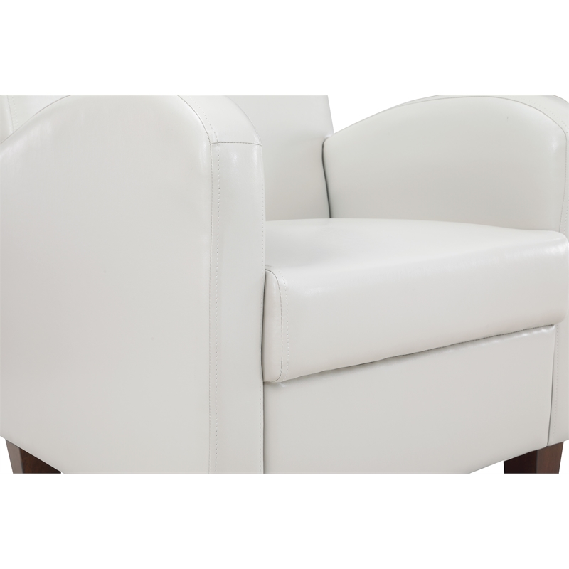 Scranton & Co Cream Faux Leather Club Chair & Ottoman Set with Espresso Legs