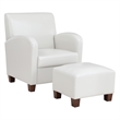 Scranton & Co Cream Faux Leather Club Chair & Ottoman Set with Espresso Legs