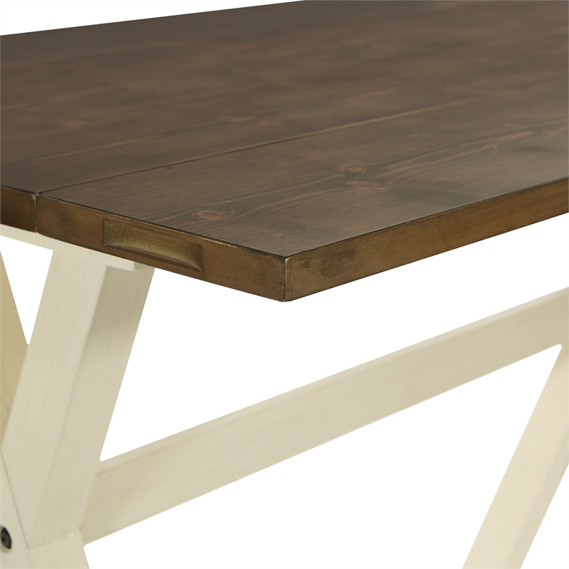 Scranton & Co Flip Top Table in Antique White with Brown Wood Stain Top