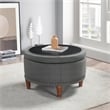 Scranton & Co Charcoal Fabric Storage Ottoman with Antique Bronze Nailhead Trim