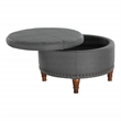 Scranton & Co Charcoal Fabric Storage Ottoman with Antique Bronze Nailhead Trim