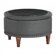 Scranton & Co Charcoal Fabric Storage Ottoman with Antique Bronze Nailhead Trim