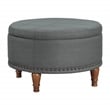 Scranton & Co Charcoal Fabric Storage Ottoman with Antique Bronze Nailhead Trim
