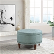 Scranton & Co Sea Blue Fabric Storage Ottoman with Antique Bronze Nailhead Trim