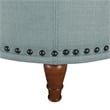Scranton & Co Sea Blue Fabric Storage Ottoman with Antique Bronze Nailhead Trim