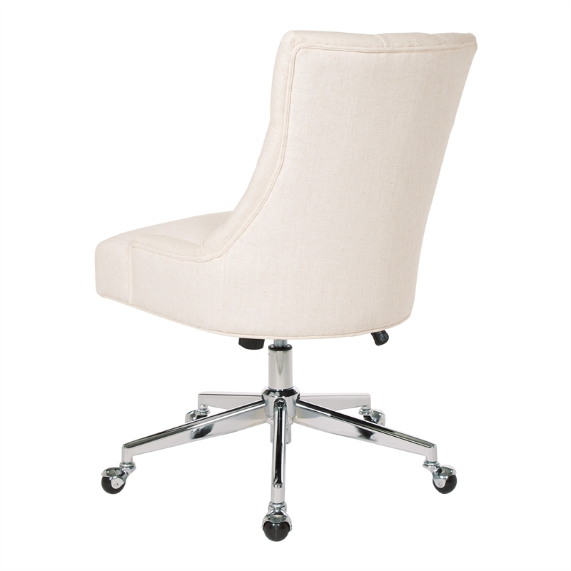 Scranton & Co Linen Fabric Office Chair with Chrome Base & Button Tufting