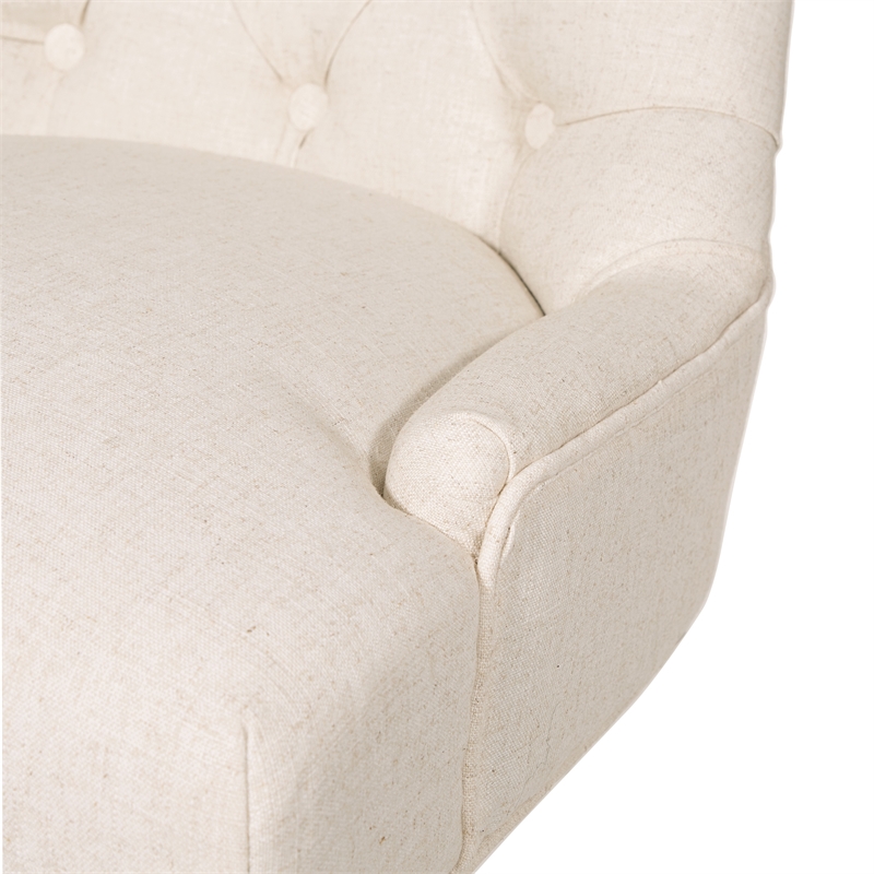 Scranton & Co Linen Fabric Office Chair with Chrome Base & Button Tufting