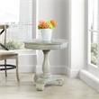 Scranton & Co Hand Painted Round Accent Table in Antique Gray Stone Wood Finish