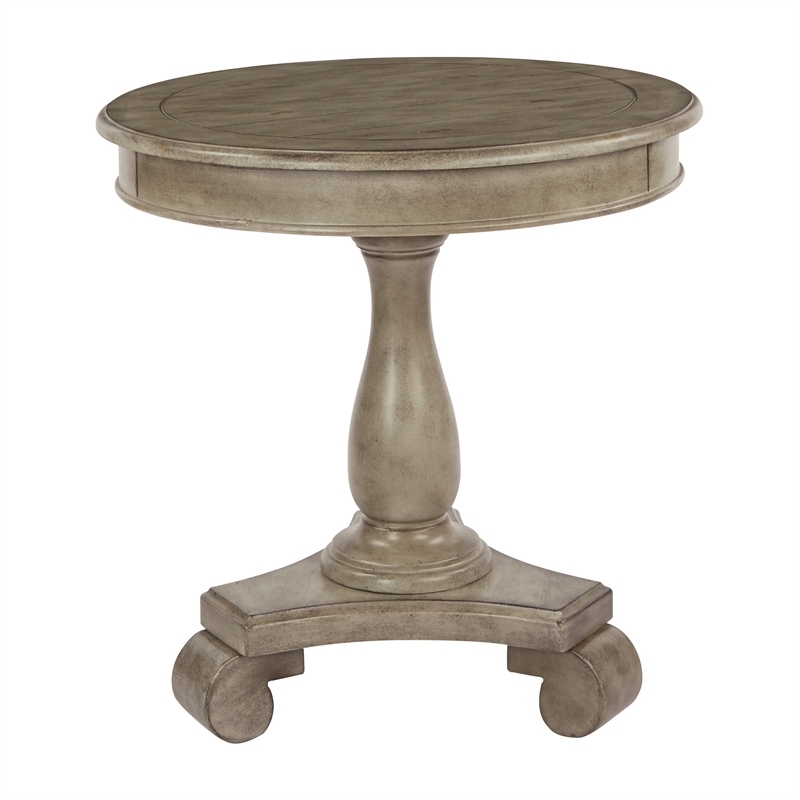 Scranton & Co Hand Painted Round Accent Table in Antique Goldstone Wood Finish