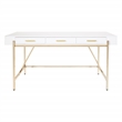 Scranton & Co White Gloss Desk with Gold Plated Base and Drawers
