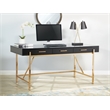 Scranton & Co Black Gloss Desk with Gold Frame and 3 Drawers