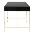 Scranton & Co Black Gloss Desk with Gold Frame and 3 Drawers